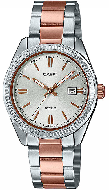 Orë dore për femra Casio LTP-1302PRG-7AVEF, e argjendtë/ari rozë