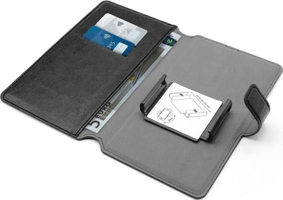Këllëf portofol universal Puro Wallet XXL, lëkurë eko, me xhepa për karta, i zi