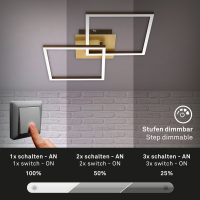 Ndriçues Briloner Led 62 cm, modul LED, 22 W, 2200 lm, kafe/ari
