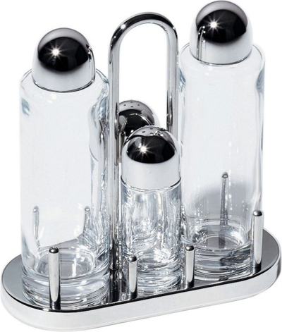 Сет за зачини Alessi Condiment Set, 4 садови, дизајн Ettore Sottsass, проѕирен