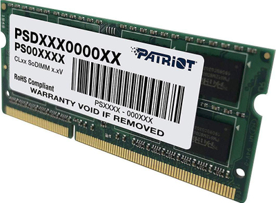 Memorie RAM laptop Patriot Signature PSD34G16002S, 4GB DDR3, 1600MHz, SODIMM