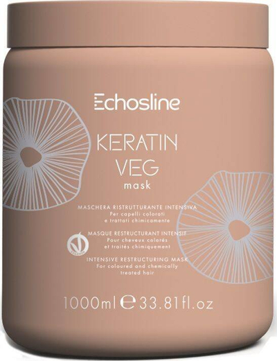 Maskë flokësh Echosline Keratin Veg, trajtim me keratinë vegane, 1000 ml