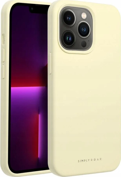 Këllëf silikoni Roar Futera Cloud Skin për iPhone 13 Pro, i hollë, kapet dhe me karikim wireless, ngjyrë e verdhë e çelët