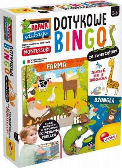 Lojë bingo edukative Lisciani Montessori Plus, taktile, me kafshë