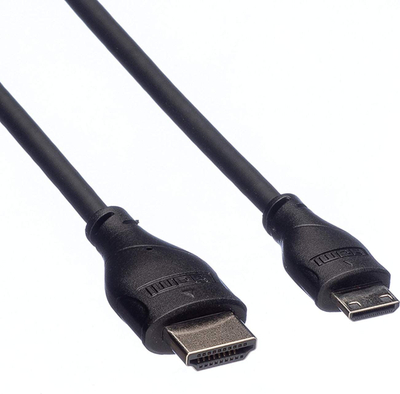 Kabllo HDMI ROLINE High Speed, HDMI në Mini HDMI, 0.8m, e zezë
