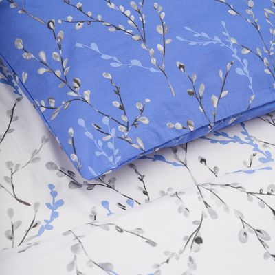 Komplet lenjerie dopio Heinner Home Kim, 4 copë, 200x220 cm, pambuk 100%, blu
