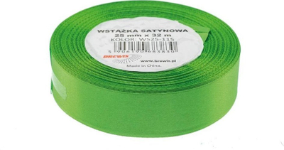 Shirit sateni Brewis Green Satin Ribbon, 25mm, 32m, jeshil