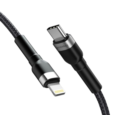 Kabllo karikuese Wozinsky WNBCL2 Lightning USB C, PD 30W, 2 m, e zezë
