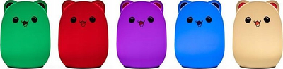 Llambë nate Tracer Teddy Bear, dritë LED me shumë ngjyra, me telekomandë, e bardhë