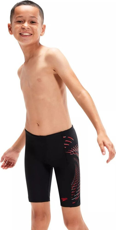 Rrobë banje çunash Speedo Plastisol Jammer, Endurance10, e zezë e kuqe