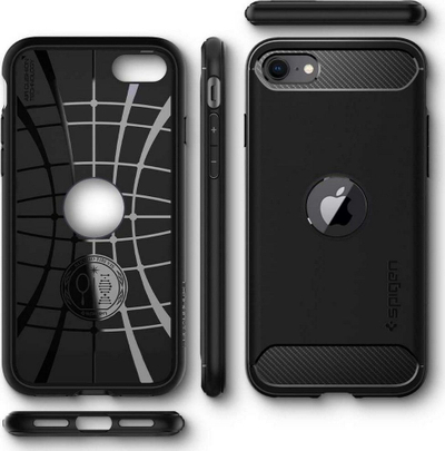 Kornizë mbrojtëse Spigen Rugged Armor për Apple iPhone SE 2020, e zezë