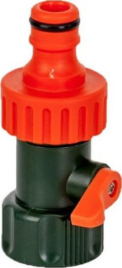 Lidhës uji Aqua Stop me valvul mbyllëse, filetë 3/4", portokalli me jeshile