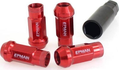 Bulona rrote Epman JDM M12x1.25, set me 20 copë, çelik, të kuqe
