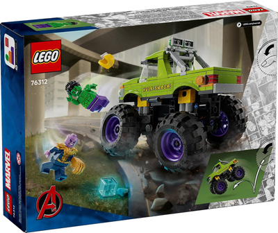 Lodër ndërtimi LEGO Marvel 76312 Hulk Truck vs Thanos, 229 pjesë, për fëmijë 7+