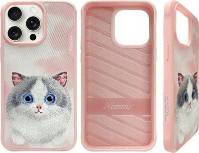 Maskë telefoni Nimmy Big Eyed Pet 2.0 Cat për iPhone 15 Pro Max 6.7", mbrojtje e plotë, rozë