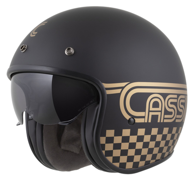 Helmetë moto CASSIDA Oxygen 2.0 Rondo, madhësia 2XL, vizor dielli, e zezë matt me ari