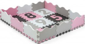 Tapet puzzle shkumë Milly Mally Jolly 3x3 Numbers, edukativ për kalamaj, rozë gri