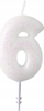 Qirinj numrash Riethmüller Number Candle 6, me shkëlqim, 6.5 cm, të bardhë, set 5 copë