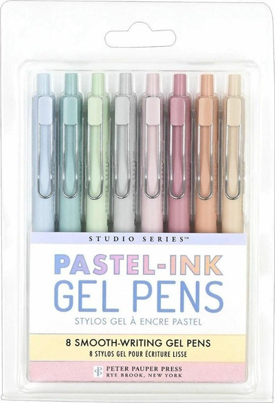 Stilolapsa xheli pastel, set 8 copë, shkrim i butë, shumëngjyrëshe