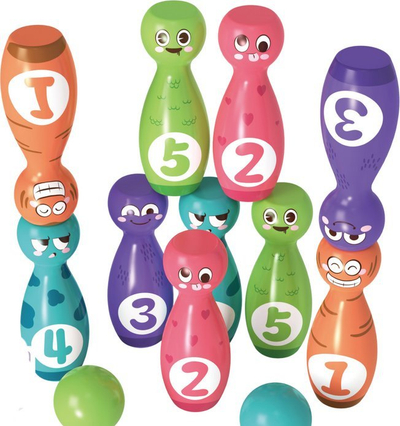 Set bowling për fëmijë Smiley Balls, 10 pjesë, shumëngjyrësh