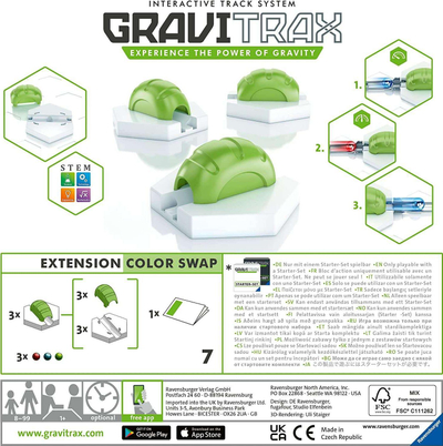 Set zgjatues loje Ravensburger GraviTrax Color Swap, 3 rruaza, 8+