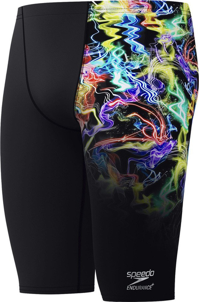 Kostum noti Speedo Men Club Training Printed Jammer, Endurance+, për stërvitje, i zi me jeshile