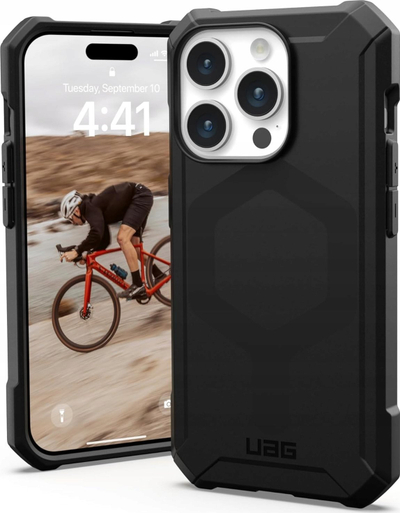 Maskë telefoni UAG Essential Armor MagSafe për iPhone 15 Pro, që s’e ha kollaj goditja, e zezë