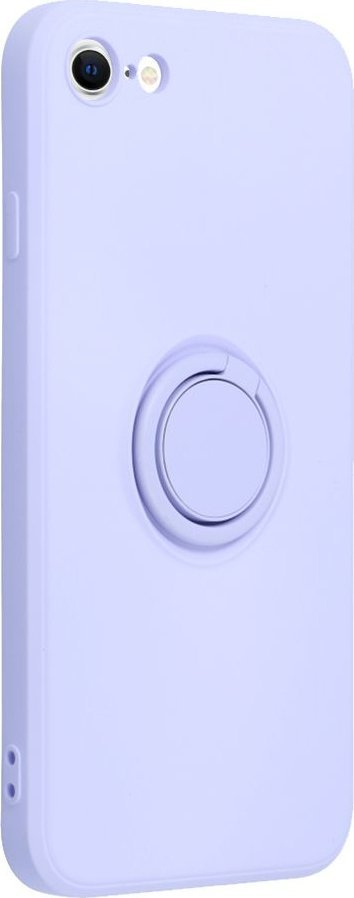 Заштитна маска за телефон Forcell Silicone Ring за iPhone 8, силиконска, со прстен-штендер, виолетова