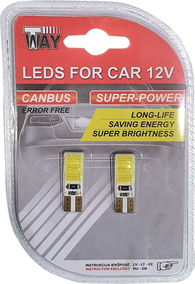 Llamba LED makine T10 CANBUS, 12V, paketë me 2 copë, e bardhë