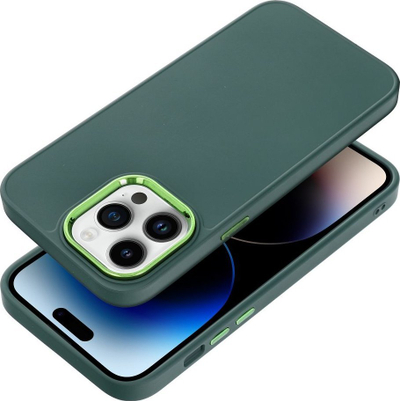 Këllëf FRAME për iPhone 14 Pro Max, PU TPU, mbrojtës, jeshil