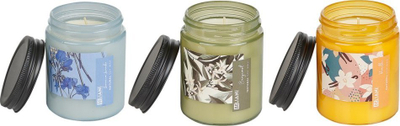 Set qirinj aromatik Beliani FRUITY BLOOM, dyll soje, 3 copë, shumëngjyrësh