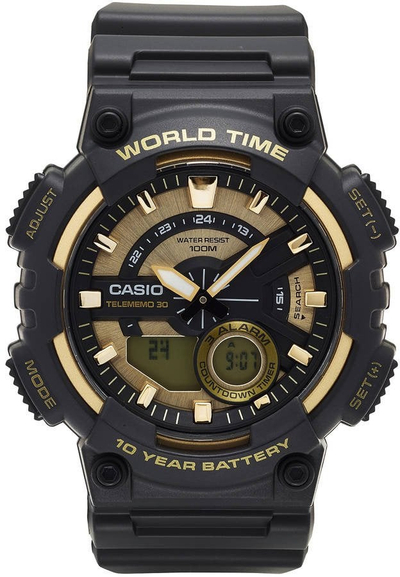 Orë dore Casio AEQ-110BW-9AVDF, quartz, 47mm, e zezë