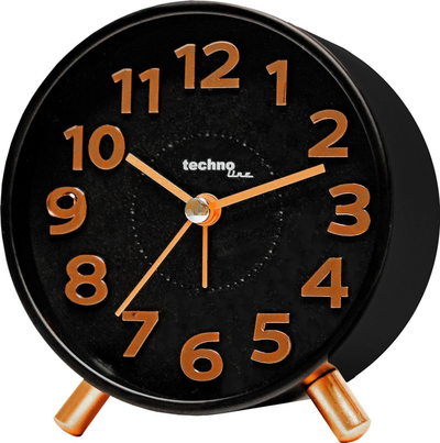 Ora alarmi Technoline Model F Quartz, ndriçim nate, e zezë