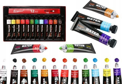 Set bojë akrilike në tuba, 12 ngjyra, 12 ml