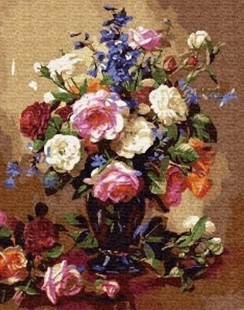 Set mozaiku me diamante Creative Diamonds Rose Bouquet In A Vase, 30x40 cm, dekor muri
