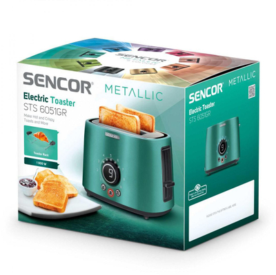 Toster Sencor STS 6051GR, 1000W, 2 feta, ngjyrë turkeze