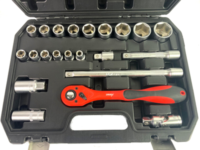 Set çelësa tubi Socket Tools Cr-V 1/2", 32 copë, me racë, në kuti plastike