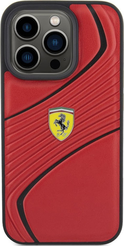 Mbrojtëse telefoni Ferrari Twist Metal Logo për iPhone 15 Pro 6.1", e kuqe