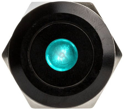 Buton metalik DimasTech Blackline Dot, 22mm, me drita RGB, i zi