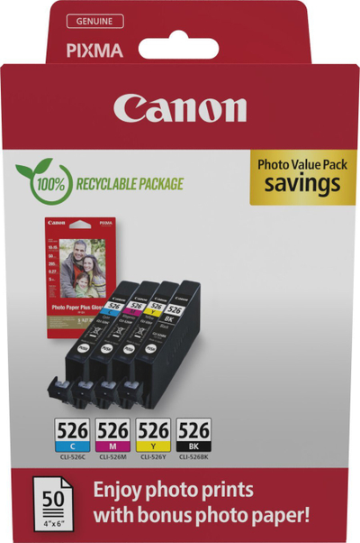 Set bojë printeri Canon CLI-526, 4 patrona, multingjyrësh