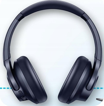 Kufje Anker Soundcore Q20i mbi vesh, wireless, me anulim zhurme, blu