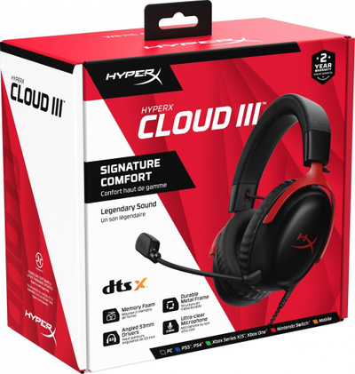 Kufje HyperX Cloud III (727A9AA), të zeza/ kuqe