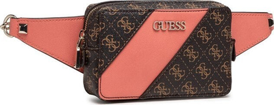 Појасна чанта Guess Camy, текстил, лого 4G, корално кафеава за жени