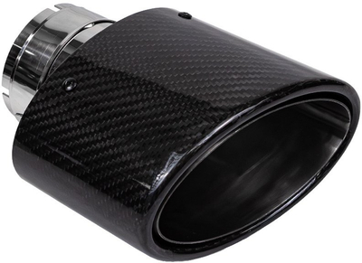 Majë auspuhi universale Carbon, 150x90mm, hyrje 76mm, karbon i zi me shkëlqim