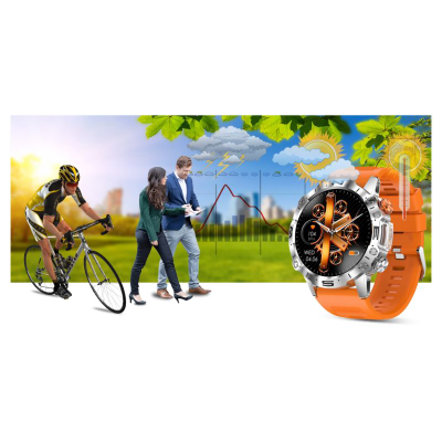 Ora e zgjuar Mski Gravity GT20 4, ekran 1.43\" AMOLED, Bluetooth Call, argjendt me rrip portokalli