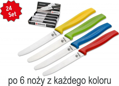 Set thika buke Böker Bread Roll Knife Mix, 24 copë, me teh me dhëmbëza, shumëngjyrëshe
