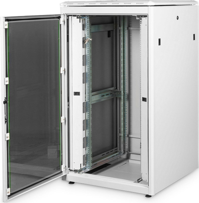 Kabinet rrjeti Digitus DN-19 26U, 19", derë xhami, gri