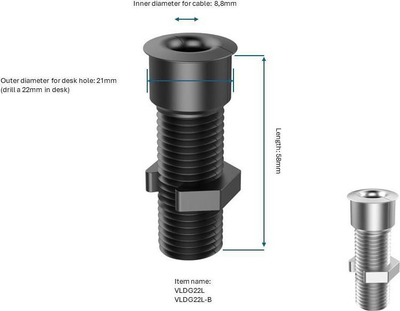 Gromet kabllosh Vivolink VLDG22L, vrimë 22mm, alumin, i zi