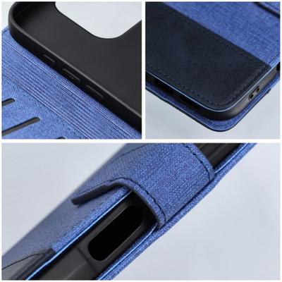 Këllëf libri OEM GOMMA Book për iPhone 17 Pro, TPU, me xhepa për karta, blu