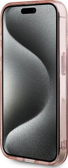 Mbrojtëse telefoni Karl Lagerfeld IML Choupette Head &amp; Monogram për iPhone 15 Pro, e tejdukshme, rozë